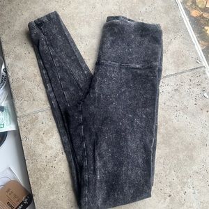 Acid Stone Wash Cotton Leggings XS Grey Black